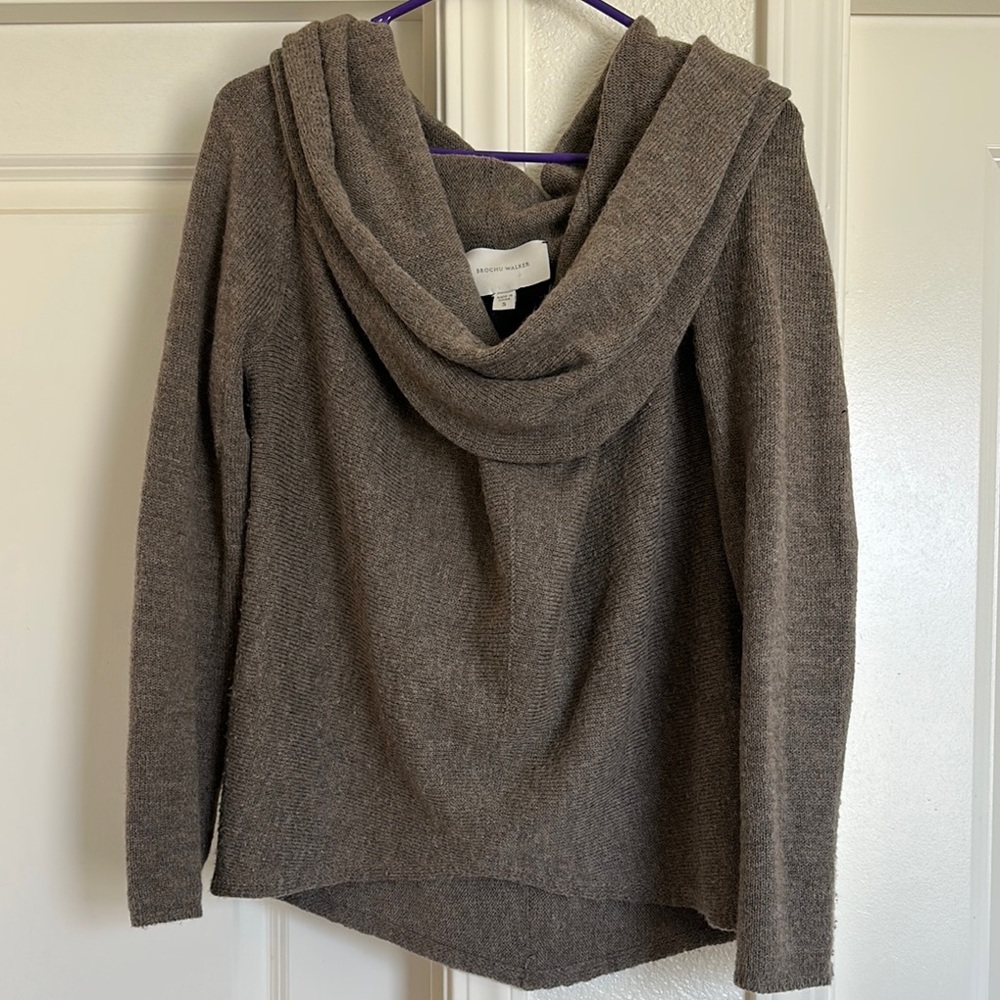 Brochu Walker Brown Cowl Neck Sweater
